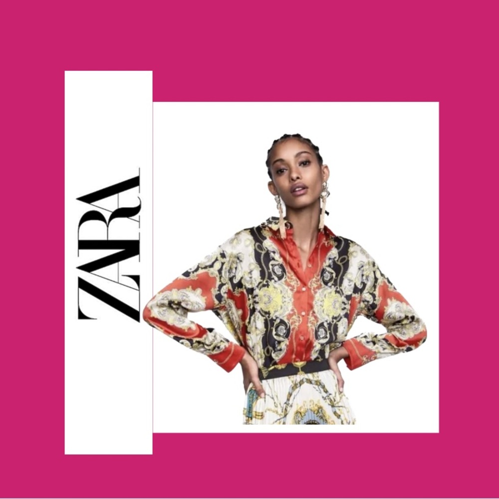 Zara Versace-Inspired Scarf Blouse | Sz Medium | NWOT